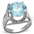 Jewellery Kingdom Ladies Aquamarine Stainless Steel 13 Carat Solitaire Cocktail Ring (Blue) - Rings - British D'sire