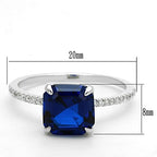 Jewellery Kingdom Ladies Asscher Cut Sapphire Blue 2K Engagement Ring (Silver) - Jewelry Rings - British D'sire