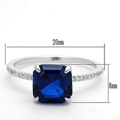 Jewellery Kingdom Ladies Asscher Cut Sapphire Blue 2K Engagement Ring (Silver) - Jewelry Rings - British D'sire