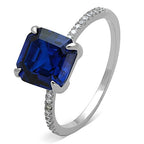 Jewellery Kingdom Ladies Asscher Cut Sapphire Blue 2K Engagement Ring (Silver) - Jewelry Rings - British D'sire