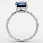 Jewellery Kingdom Ladies Asscher Cut Sapphire Blue 2K Engagement Ring (Silver) - Jewelry Rings - British D'sire