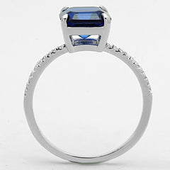 Jewellery Kingdom Ladies Asscher Cut Sapphire Blue 2K Engagement Ring (Silver) - Jewelry Rings - British D'sire