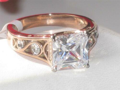 Jewellery Kingdom Ladies Asscher Square 14kt Steel Solitaire With Accents Ring (Gold) - Jewelry Rings - British D'sire Main image