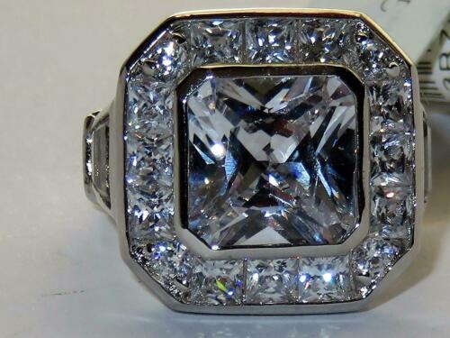Jewellery Kingdom Ladies Baguettes Emerald Radiant Cut Sparkling Bezel Rhodium Ring (Silver) Secondary image