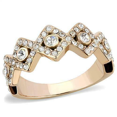 Jewellery Kingdom Ladies Band 8mm Cubic Zirconia Bezel Steel Eternity Sparkling All Sizes Ring (Rose Gold) - Jewelry Rings - British D'sire Main image