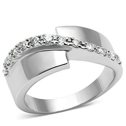Jewellery Kingdom Ladies Band 9mm Cubic Zirconia Rhodium Sparkling All Sizes Ring (Silver) - Jewelry Rings - British D'sire Main image