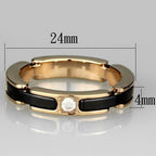 Jewellery Kingdom Ladies Band Ceramic Cubic zirconia Solitaire Steel 14CT Ring (Rose Gold & Black) - Jewelry Rings - British D'sire