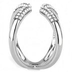 Jewellery Kingdom Ladies Band Claw Open Stainless Steel Pave Sparkling Unique Ring (Silver) - Jewelry Rings - British D'sire