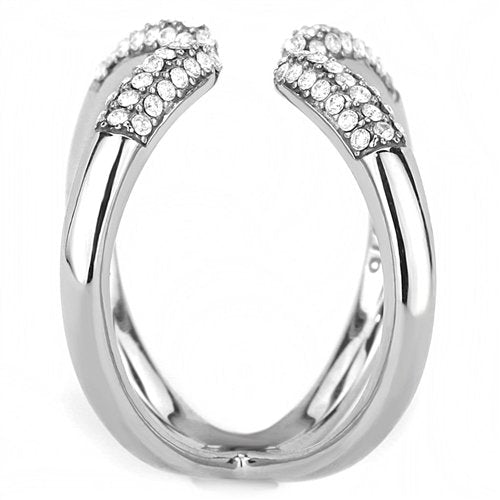 Jewellery Kingdom Ladies Band Claw Open Stainless Steel Pave Sparkling Unique Ring (Silver) - Jewelry Rings - British D'sire