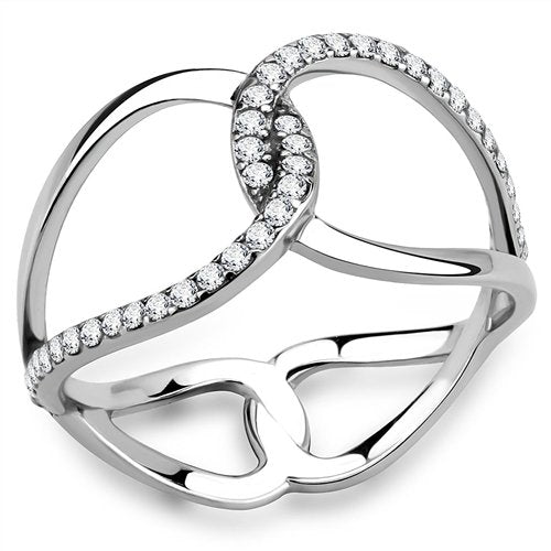 Jewellery Kingdom Ladies Band Contemporary Stainless Steel Sparkle Cubic Zirconia Ring (Silver) - Jewelry Rings - British D'sire