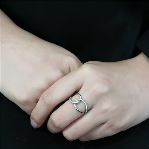 Jewellery Kingdom Ladies Band Contemporary Stainless Steel Sparkle Cubic Zirconia Ring (Silver) - Jewelry Rings - British D'sire