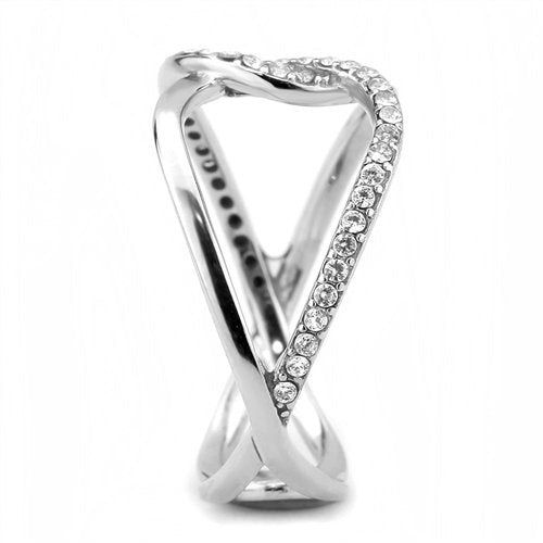 Jewellery Kingdom Ladies Band Contemporary Stainless Steel Sparkle Cubic Zirconia Ring (Silver) Secondary image