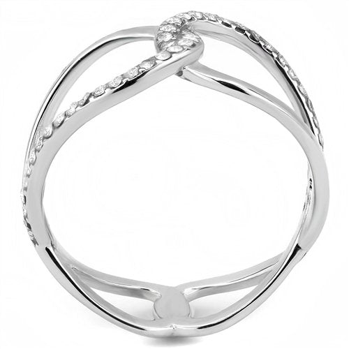 Jewellery Kingdom Ladies Band Contemporary Stainless Steel Sparkle Cubic Zirconia Ring (Silver) - Jewelry Rings - British D'sire Main image