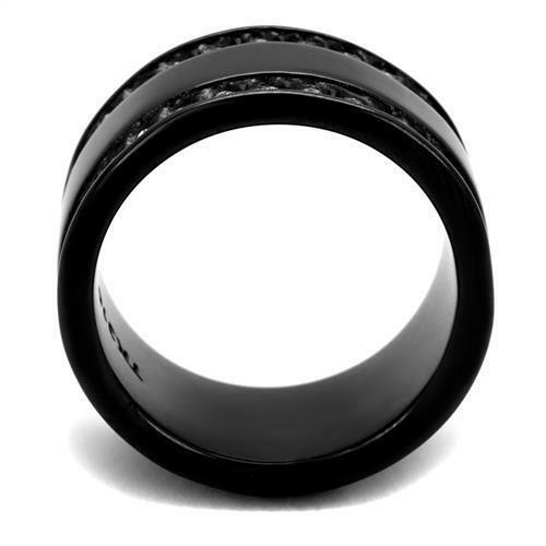 Jewellery Kingdom Ladies Band Cubic Zirconia 10mm Stainless Steel Cubic Zirconia Tarnish Thumb Ring (Black) - Jewelry Rings - British D'sire