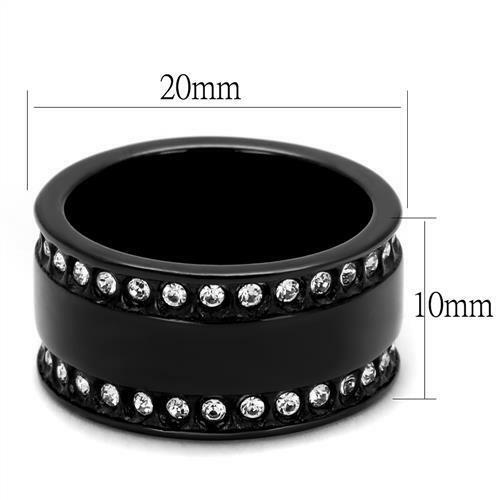 Jewellery Kingdom Ladies Band Cubic Zirconia 10mm Stainless Steel Cubic Zirconia Tarnish Thumb Ring (Black) - Jewelry Rings - British D'sire