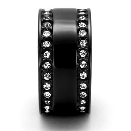 Jewellery Kingdom Ladies Band Cubic Zirconia 10mm Stainless Steel Cubic Zirconia Tarnish Thumb Ring (Black) - Jewelry Rings - British D'sire