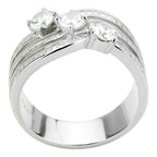 Jewellery Kingdom Ladies Band Cubic Zirconia 3 Solitaires Trio Stainless Steel 3CT Ring (Silver) - Jewelry Rings - British D'sire