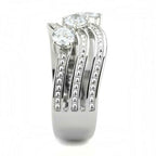 Jewellery Kingdom Ladies Band Cubic Zirconia 3 Solitaires Trio Stainless Steel 3CT Ring (Silver) - Jewelry Rings - British D'sire