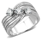 Jewellery Kingdom Ladies Band Cubic Zirconia 3 Solitaires Trio Stainless Steel 3CT Ring (Silver) - Jewelry Rings - British D'sire