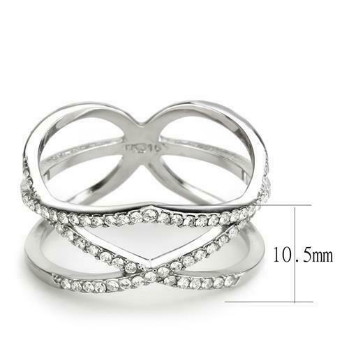 Jewellery Kingdom Ladies Band Cubic Zirconia Open Comfort Stainless Steel Ring (Silver) Secondary image