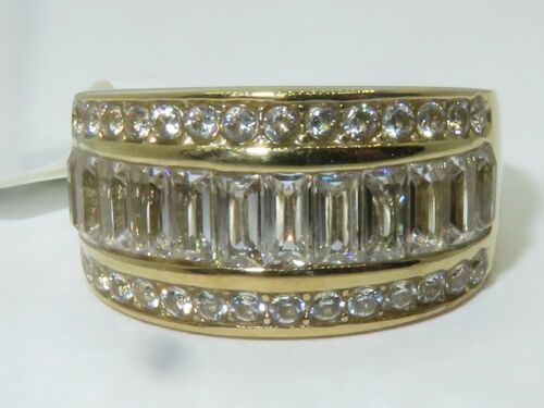 Jewellery Kingdom Ladies Band Cz Emerald Cut 11mm Wide Steel 18kt Gold Ring Secondary image