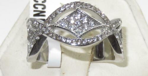 Jewellery Kingdom Ladies Band Cz Stainless Steel Pave Pretty Wedding Eternity Silver Ring - Jewelry Rings - British D'sire