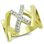 Jewellery Kingdom Ladies Band Cz Wide 18kt Steel Cross Contemporary Ring (Gold) - Jewelry Rings - British D'sire