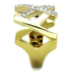 Jewellery Kingdom Ladies Band Cz Wide 18kt Steel Cross Contemporary Ring (Gold) - Jewelry Rings - British D'sire