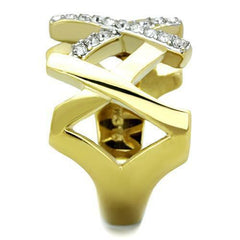 Jewellery Kingdom Ladies Band Cz Wide 18kt Steel Cross Contemporary Ring (Gold) - Jewelry Rings - British D'sire