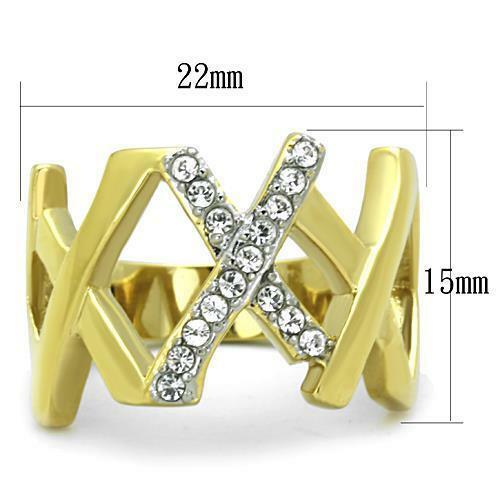 Jewellery Kingdom Ladies Band Cz Wide 18kt Steel Cross Contemporary Ring (Gold) Secondary image
