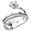 Jewellery Kingdom Ladies Band Flower Pearl Pear Sparkling Stainless Steel Ring (Silver) - Jewelry Rings - British D'sire