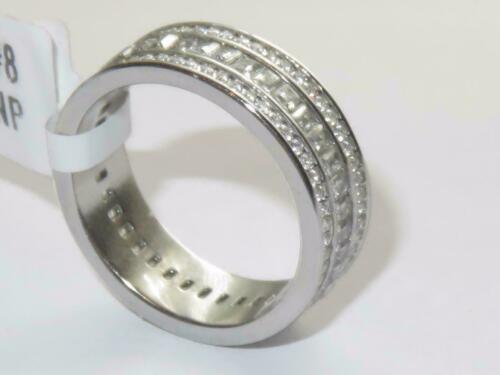 Jewellery Kingdom Ladies Band Full Eternity Cubic Zirconia Stainless Steel Emerald (Silver) - Jewelry Rings - British D'sire
