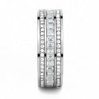 Jewellery Kingdom Ladies Band Full Eternity Cubic Zirconia Stainless Steel Emerald (Silver) - Jewelry Rings - British D'sire