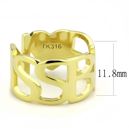 Jewellery Kingdom Ladies Band Kiss No Stone 18kt Stainless Steel Ring (Gold) - Jewelry Rings - British D'sire