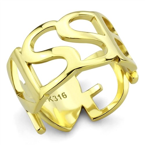 Jewellery Kingdom Ladies Band Kiss No Stone 18kt Stainless Steel Ring (Gold) - Jewelry Rings - British D'sire Main image