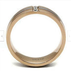 Jewellery Kingdom Ladies Band Ladies 6mm 14kt Cz Stainless Steel Wedding Ring (Rose Gold) - Rings - British D'sire