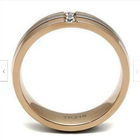 Jewellery Kingdom Ladies Band Ladies 6mm 14kt Cz Stainless Steel Wedding Ring (Rose Gold) - Rings - British D'sire