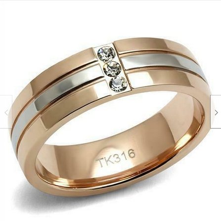 Jewellery Kingdom Ladies Band Ladies 6mm 14kt Cz Stainless Steel Wedding Ring (Rose Gold) - Rings - British D'sire