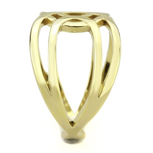 Jewellery Kingdom Ladies Band No Stone Fancy Setting Flat 18kt Stainless Steel Ring (Gold) - Jewelry Rings - British D'sire