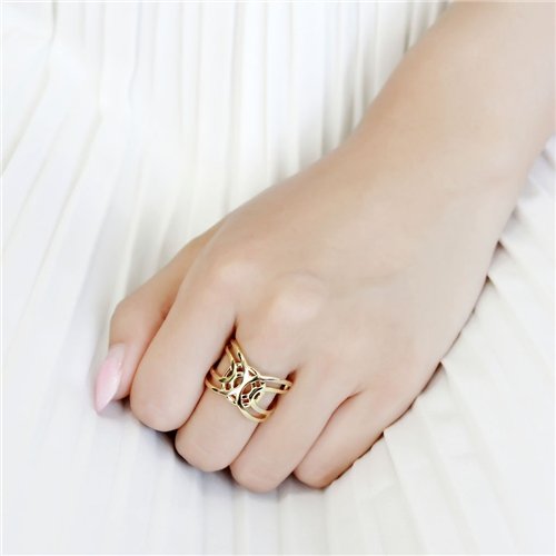 Jewellery Kingdom Ladies Band No Stone Fancy Setting Flat 18kt Stainless Steel Ring (Gold) - Jewelry Rings - British D'sire
