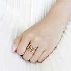Jewellery Kingdom Ladies Band No Stone Fancy Setting Flat 18kt Stainless Steel Ring (Gold) - Jewelry Rings - British D'sire