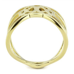 Jewellery Kingdom Ladies Band No Stone Fancy Setting Flat 18kt Stainless Steel Ring (Gold) - Jewelry Rings - British D'sire
