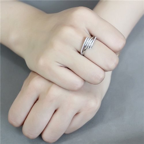 Jewellery Kingdom Ladies Band Pave Cz Elegant Sparkling Stainless Steel Ring (Silver) Secondary image
