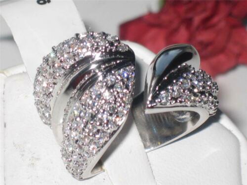 Jewellery Kingdom Ladies Band Pave Sparkling Open Comfort Rhodium New Chunky Ring (Silver) Secondary image