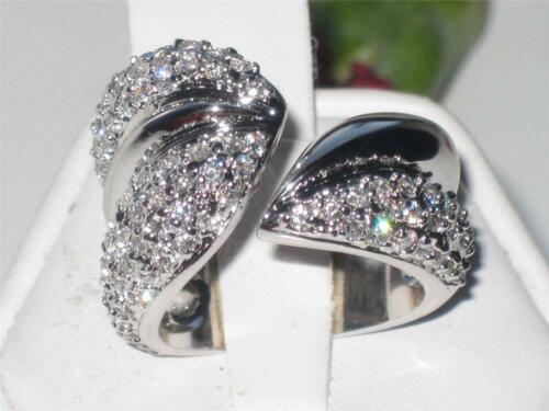 Jewellery Kingdom Ladies Band Pave Sparkling Open Comfort Rhodium New Chunky Ring (Silver) - Jewelry Rings - British D'sire Main image