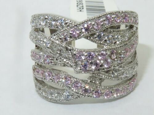 Jewellery Kingdom Ladies Band Sapphire Sterling Silver CZ Comfort Wide Clear Ring (Pink) - Jewelry Rings - British D'sire Main image