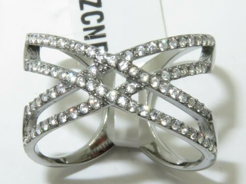 Jewellery Kingdom Ladies Band Simulated Diamonds Pave Set Comfort Fit Stainless Steel Ring (Silver) - Jewelry Rings - British D'sire Main image