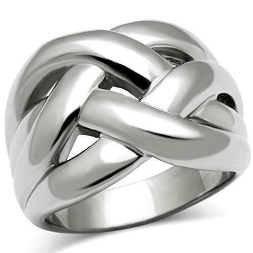 Jewellery Kingdom Ladies Band Stainless Steel No Stone Chunky Weave Ring (Silver) - Jewelry Rings - British D'sire