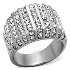 Jewellery Kingdom Ladies Band Stainless Steel Silver Cubic Zirconia Cocktail Ring - Jewelry Rings - British D'sire
