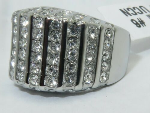 Jewellery Kingdom Ladies Band Stainless Steel Silver Cubic Zirconia Cocktail Ring - Jewelry Rings - British D'sire Main image